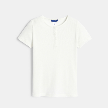 تيشيرت مضلع باللون الأبيض السادة للفتيات